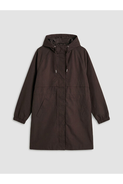 Ozmarka New Season Brown Hooded Women's Trench Coat