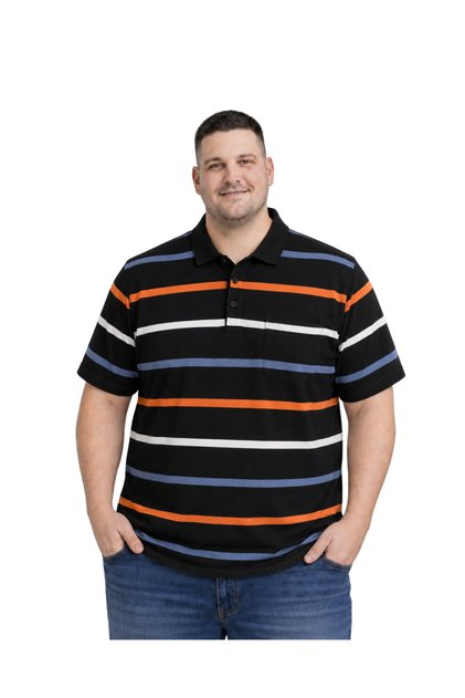 Men's Large Size Black Pinstripe Pique T-Shirt 3Xl-4Xl-5Xl-6Xl