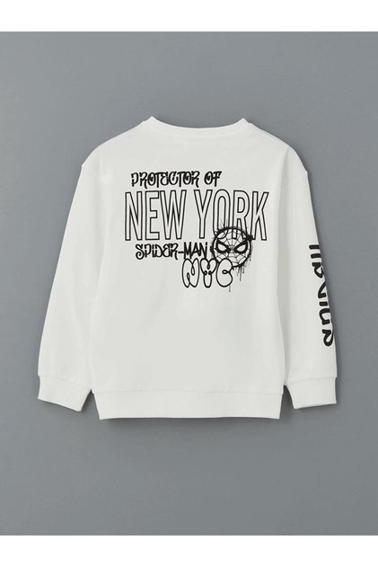 Crew Neck Spider-Man Printed Boys' Sweatshirt