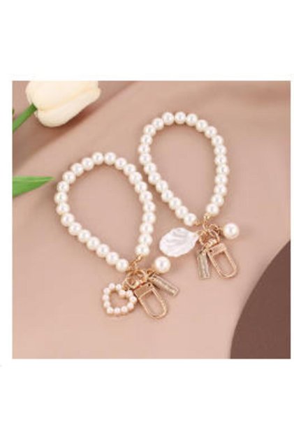 2 pcs AB ZAKOL Shiny Pearl Shell Keychain Cute Pendant For Women Girls Bag Backpack Car Key Phone Ch