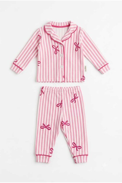 Long Sleeve Shirt Collared Girls' Pajama Set