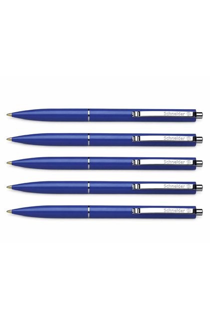 Set 5 Pixuri Schneider K15, Corp Albastru, Scriere Albastra, Varf M 0.4 mm