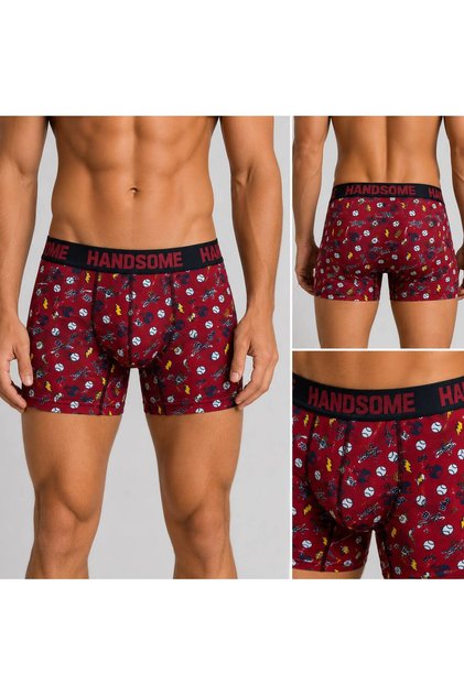Men's Boxer Burgundy Patterned Lycra Flexible Fit