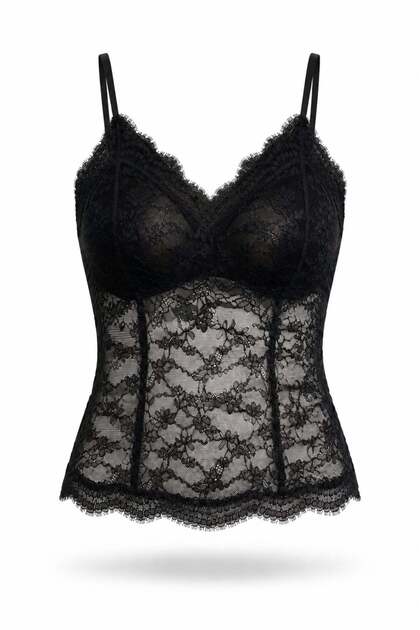 Black Lace V-Neck Bustier 40061