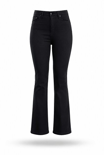 Black Full Lycra Stretching Flare Jean 7578