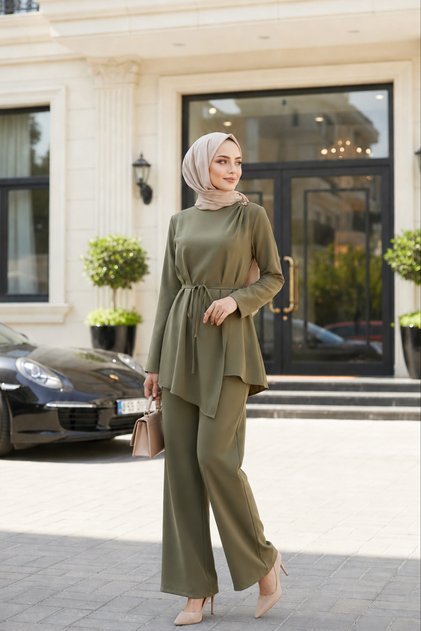 Asymmetrical Cut Tunic Stylish Design Trouser Suit Outfit