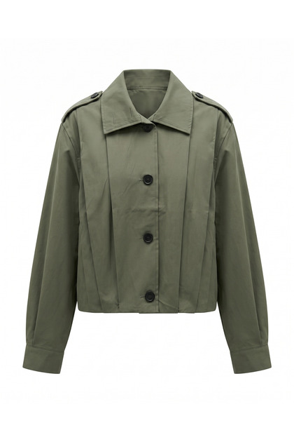 Khaki Padded Pleated Jacket