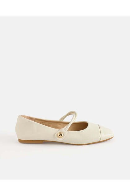 Girls White Strap Ballerinas