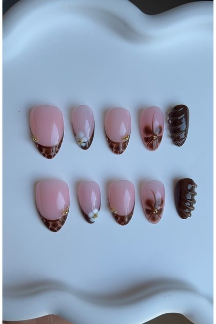 Jel Takma Tırnak - Brown Autumn Kısa Almond 10'lu