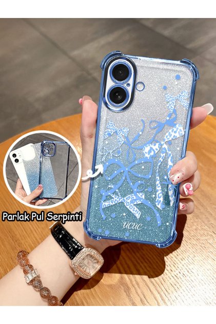 iPhone 16 Compatible Transparent Four-Corner Silicone Coated Glossy Edge Case
