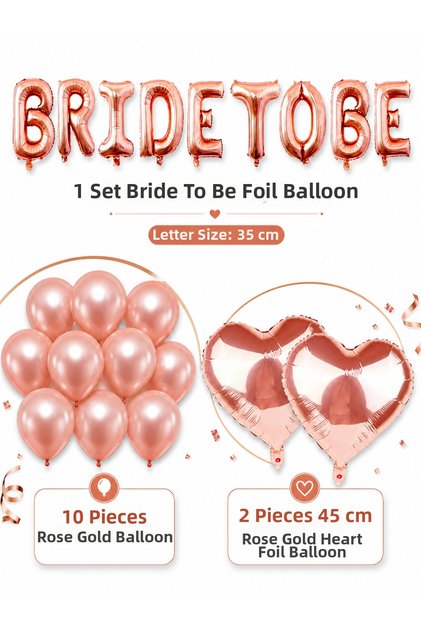 Bride to Be Rose Gold 13 Piece Balloon Set Bachelorette Party Decoration