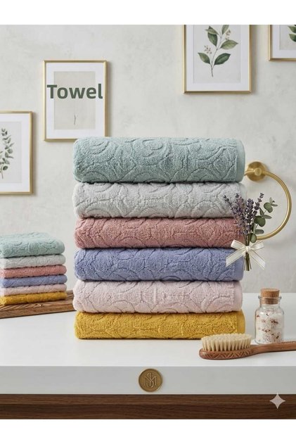 Dora 6-Piece 100% Natural Micro Cotton Cotton Hand, Face, and Head Towel Set 50X90Cm – Ultra Soft & Ultra Water-Absorbent