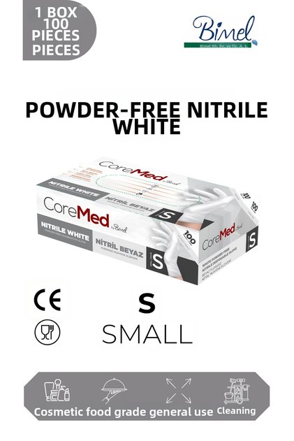 Nitrile White Examination Gloves S - 1 Pack of 100