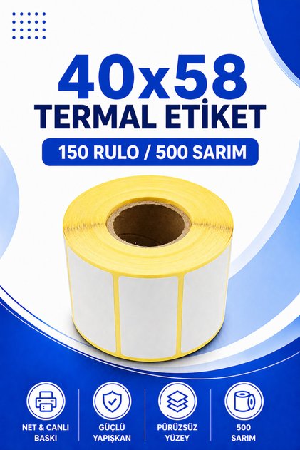 40X58Mm Thermal Label | 150 Rolls | 500 Winding | Without Ribbons | Cargo, Logistics, Scales | Adhesive
