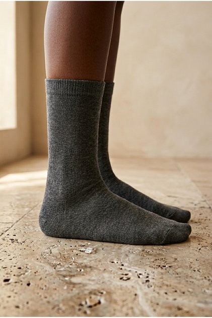 Women's Gray Colored Glitter Detailed Socks