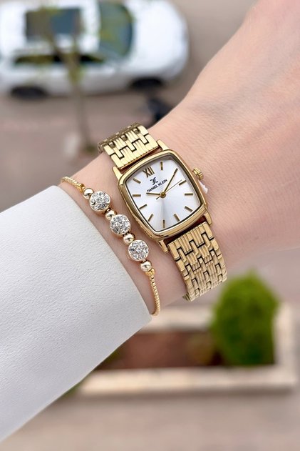 Gold Renk 22 mm Ayarlanabilir Kordonlu Kadın Kol Saati