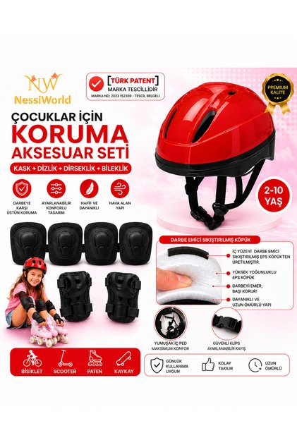 Bisiklet Kaykay Paten Çocuk Kaskı Ve Dizlik Set