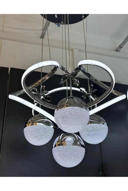 Seka Kyhn Dron Model Krom LED 4 Toplu 3 Renk Sarkıt Avize - Salon Oturma Odası Model Avize
