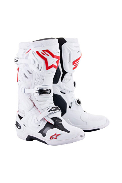 Alpinestars TECH 10 Supervented Kros Motosiklet Botu Beyaz Kırmızı