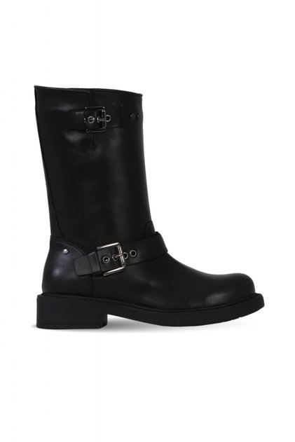 Black Leather Women's Heeled Boots 39Wc2208