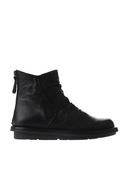 Black Leather Women's Flat Boots 01Wv7503