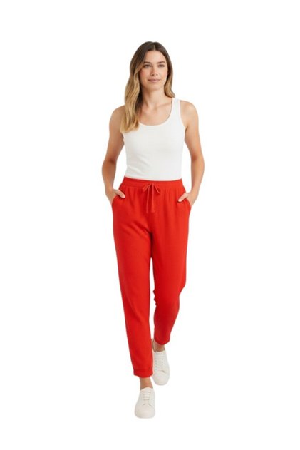 Women's Elastic Waist Narrow Leg Muslin Linen Trousers
