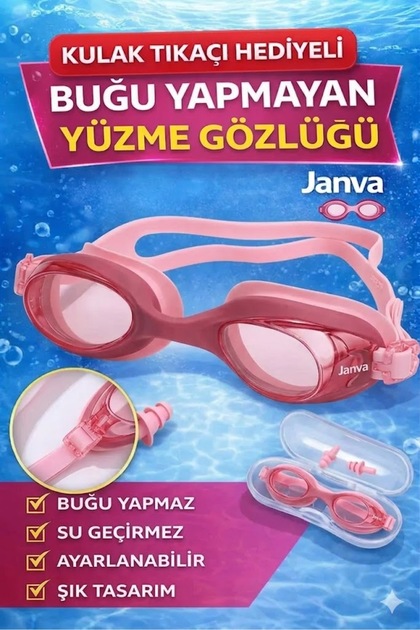 Yüzme Gözlüğü Buğu Yapmaz Su Geçirmez Ayarlanabilir Kulak Tıkaçı Hediyeli Özel Kutulu