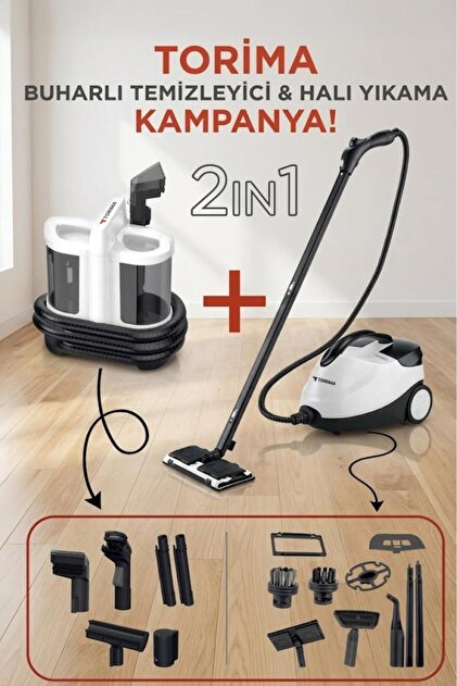 Buharlı Temizleyici Halı Koltuk Yıkama Cam Zemin Mutfak Temizleme Buhar Makinesi V22B+CB08C