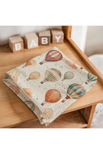 Balonlu Kapadokya Müslin Örtü 75*75 cm
