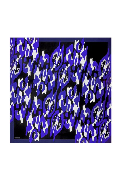 Cobalt Sare Pattern Twill Silk Scarf