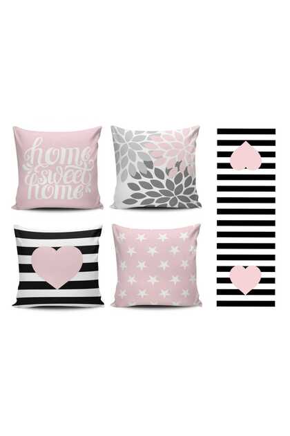 Powder Colored Modern 4-Piece Combination Throw Pillow Cover+runner