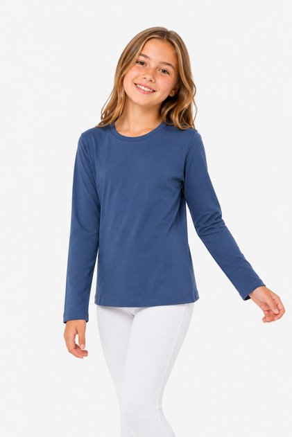 Indigo Blue Long Sleeve Kids T-Shirt - Cotton Combed Anti-Sweat Premium Indigo Kids T-Shirt