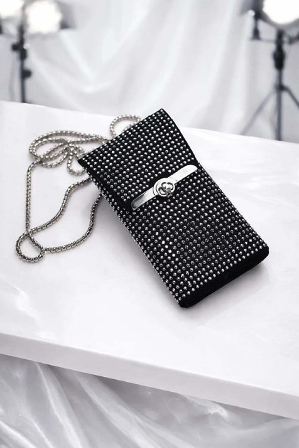 01 Fully Stone-Encrusted Phone Holder Model Flip Buckle Bag