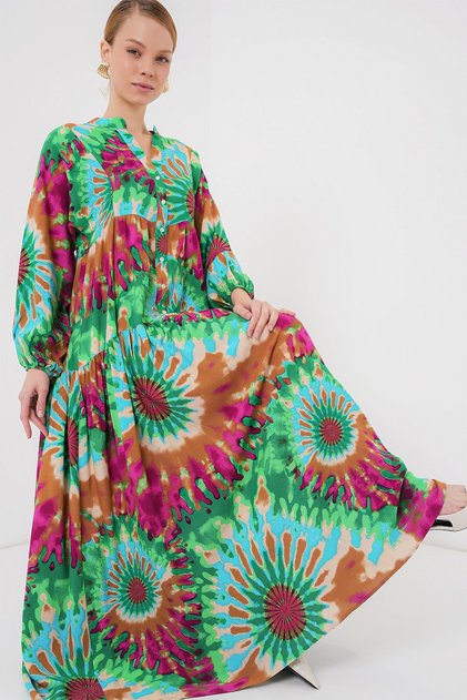 Rochie maxi cu model cu decolteu în V cu nasturi BDART