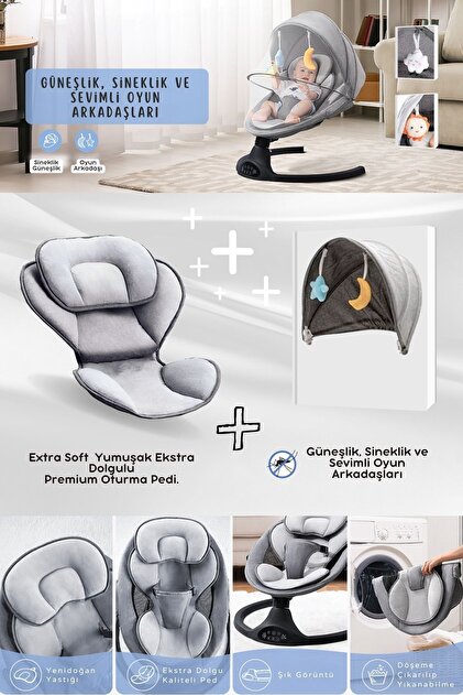 シリコンドール　エギーベビー　eggy baby Kiwi Eggy Plus Elektrikli Otomatik Sallanan Bebek Ana Kucağı, 5