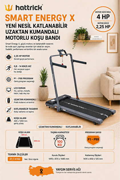 Hattrick Smart Energy X Yeni Nesil Koşu Bandı Grey - Fiyatı, Yorumları