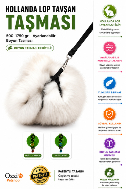 Hollanda Cüce Tavşan Tasması Ayarlanabilir Boyun Tasması 500-1750 Gram Yumuşak Tavşan Tasması