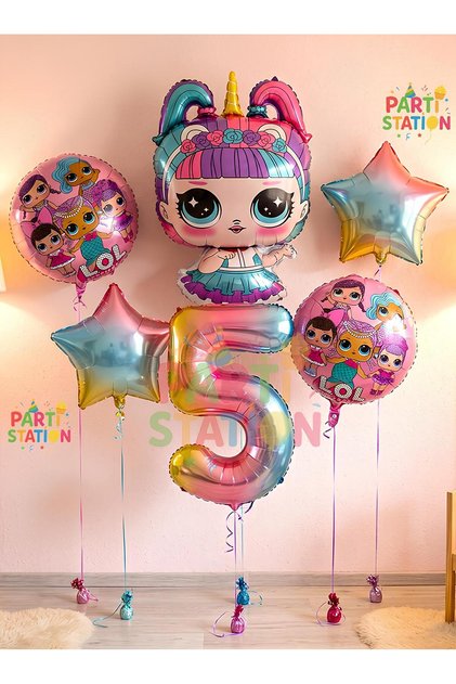 Unicorn Lol Bebek Konsept 5 Yaş Balon Doğum Günü Set Yaş Balon Set