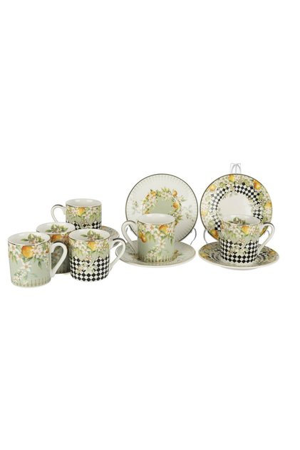 6-Piece Porcelain Arancia 2 Assorted Coffee Cups 90Cc