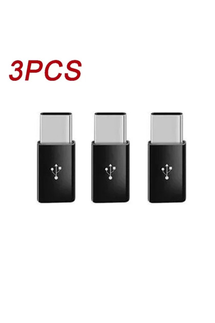 3Pcs Black 1/10PCS Micro USB Female To Type C Male Adapter for Android Huawei Xiaomi Google TypeC Mi