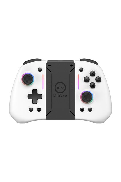 WHITE LinYuvo KS42 Meteor Light Wireless Joy-pad with 8 Color RGB Lights for Switch/Lite/OLED, with