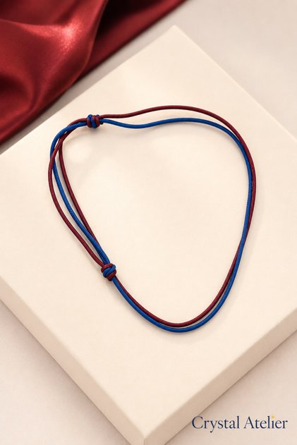 Burgundy Blue Macrame Fan Bracelet Adjustable Unisex Handmade Rope Bracelet
