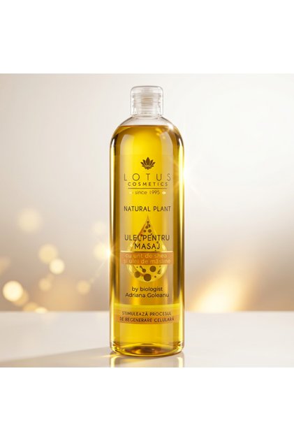 Ulei de masaj cu unt de shea și ulei de măsline Lotus Plant 500 ml