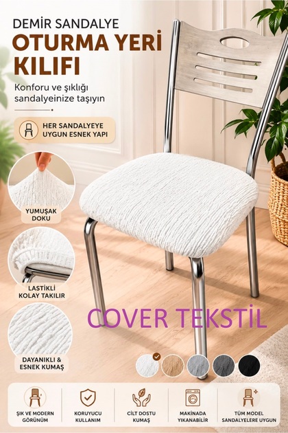 Demır Sandalye Kılıfı Örtüsü Oturma Yerı Jakar Kumaş