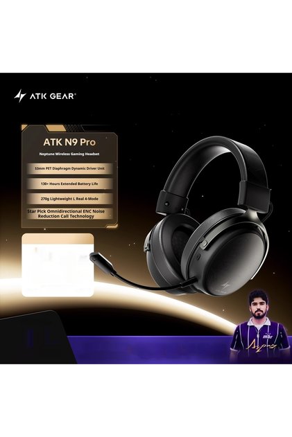 N9 Pro-Black ATK N9 Series Wireless Gaming Headset Quad-mode 53mm Dynamic Driver Earphones 3D Surrou