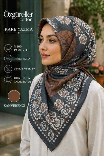 %100 Pamuklu Etnik Desen Yazma ,Hediyelik Kaymayan Terletmeyen Tesettür Pamuklu