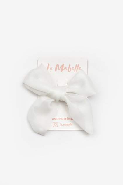 White Caroline Tulle Bow Girl's Clip Buckle