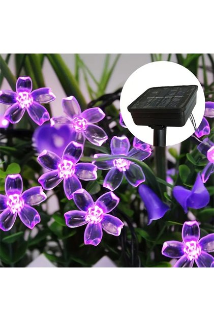 5M 20 LED Purple 5/6.5/7/12M Purple Solar Flower String Lights Fairy LED Lights String Decorative Ou