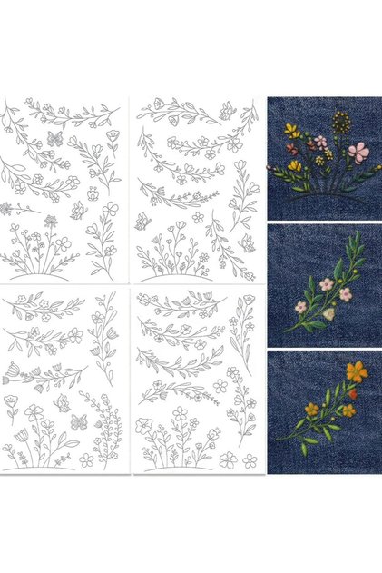 4 Sheets Stick & Stitch Embroidery Soluble Stabilizer Flower Paper Wash Away Water Soluble Crafts Pa