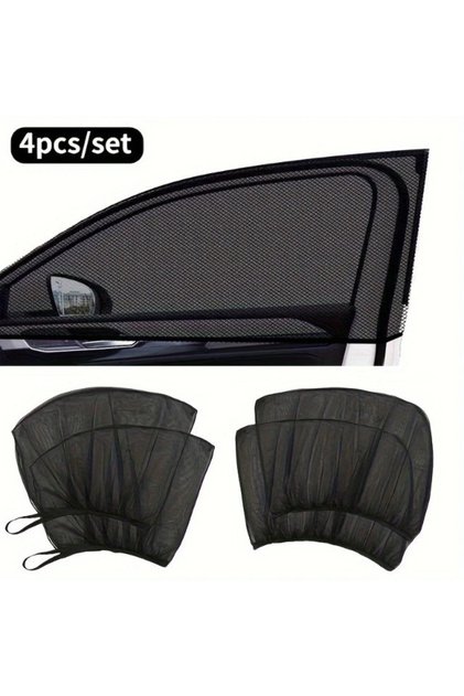 8 plase de tantari auto, protejare impotriva radiatilor solare si insectelor, din poliester si velcro, universal, negru, PENTRU 2 MASINI